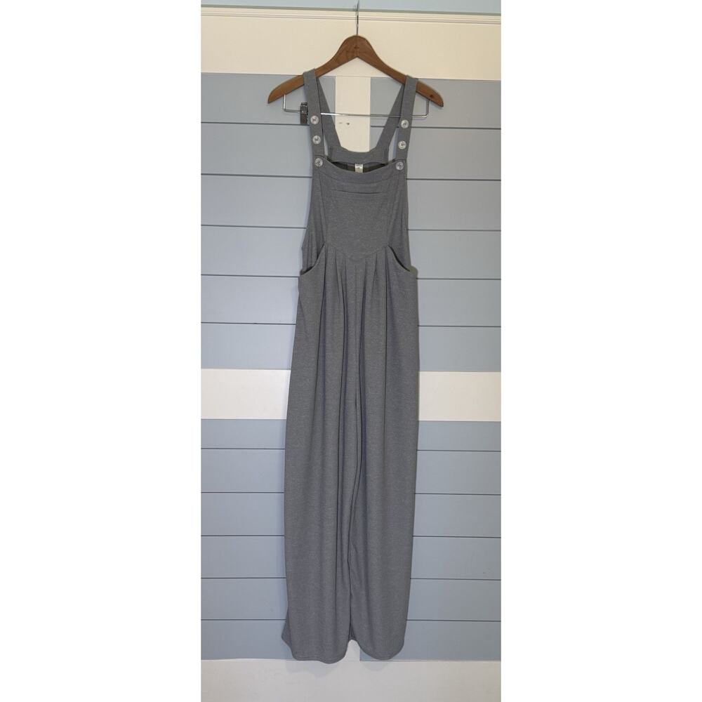NWT Halara Adjustable Strap Button Pocket Waffle Overalls Medium Waffle Gray